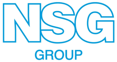 The nsg group logo is blue and white on a white background.