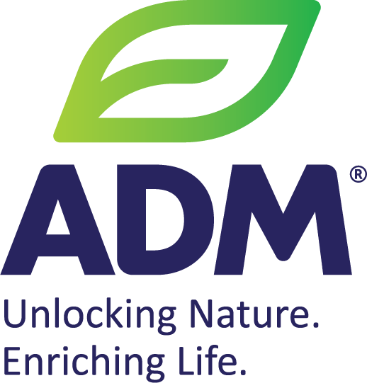 ADM logo with a green leaf design and the text 