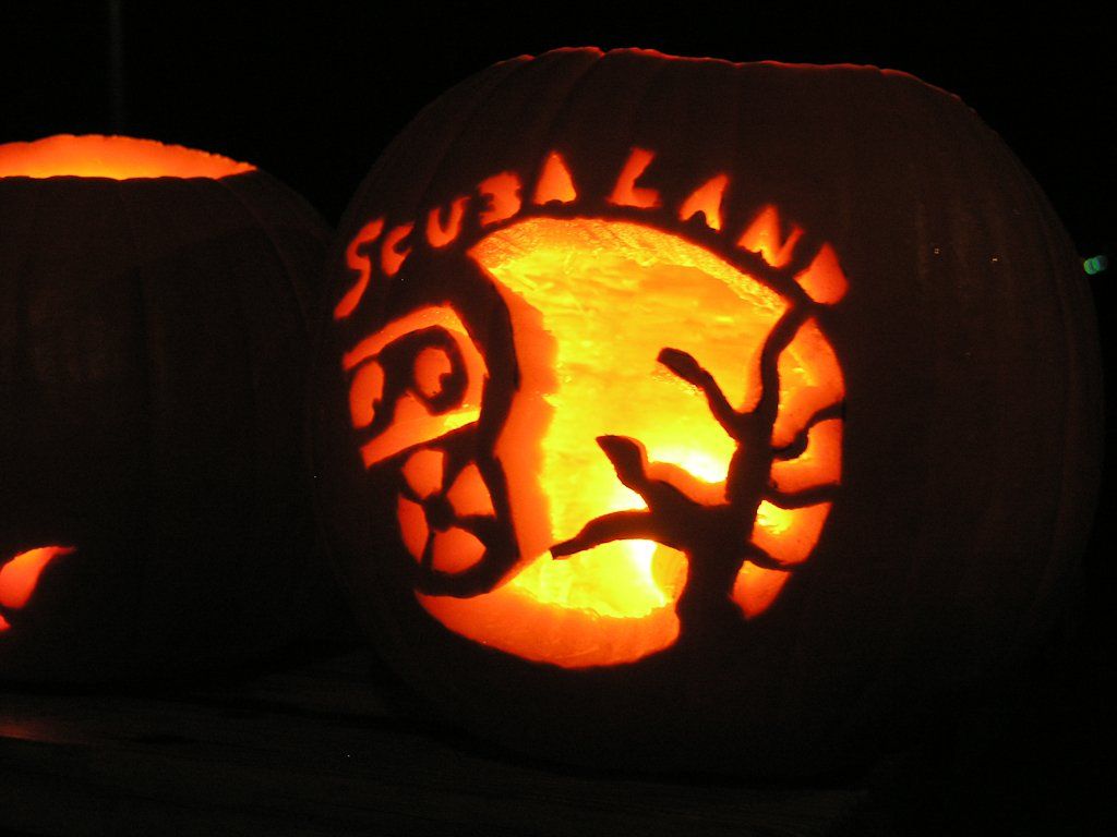 Lit pumpkin with