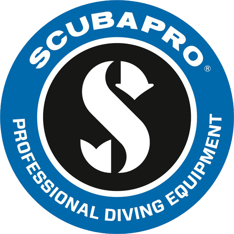 Scubapro logo: Blue circle with white text