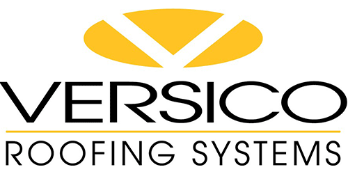 Versico Roofing Systems logo with black text and yellow roof icon