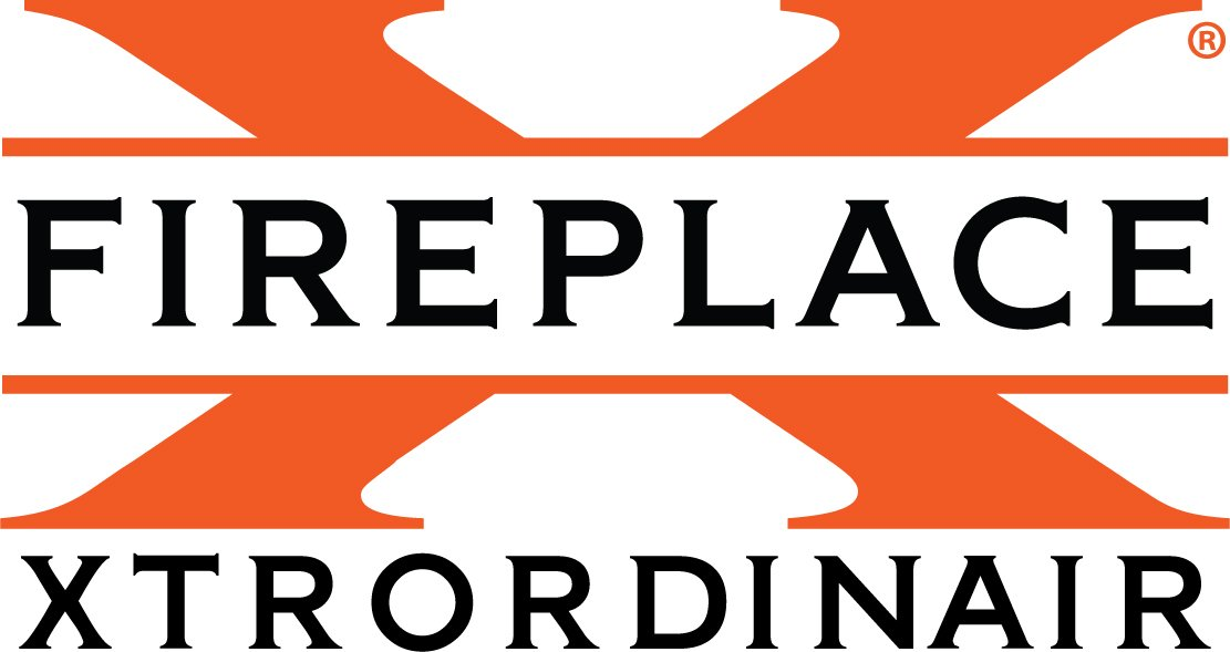 Logo for Fireplace Xtrordinair, orange 