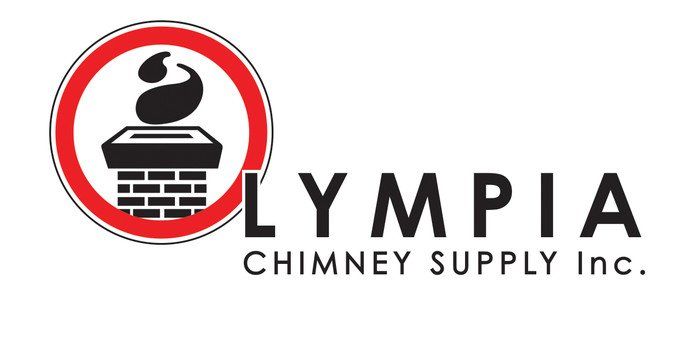 Olympia Chimney Supply logo: red circle, black chimney graphic, 