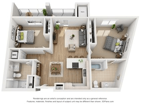 2 bed, 2 bath