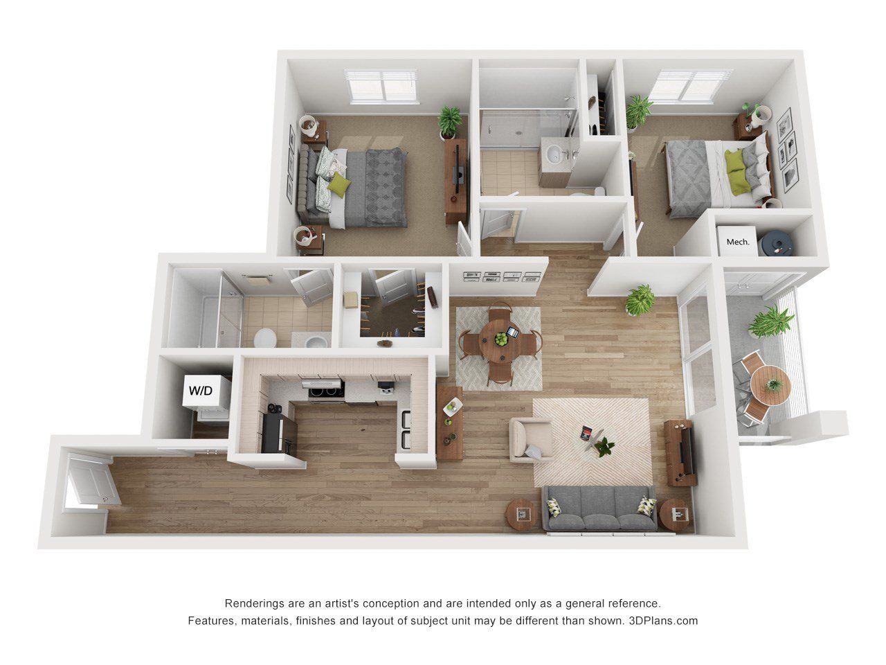 2 bed, 2 bath