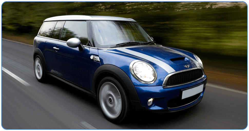 A blue car
