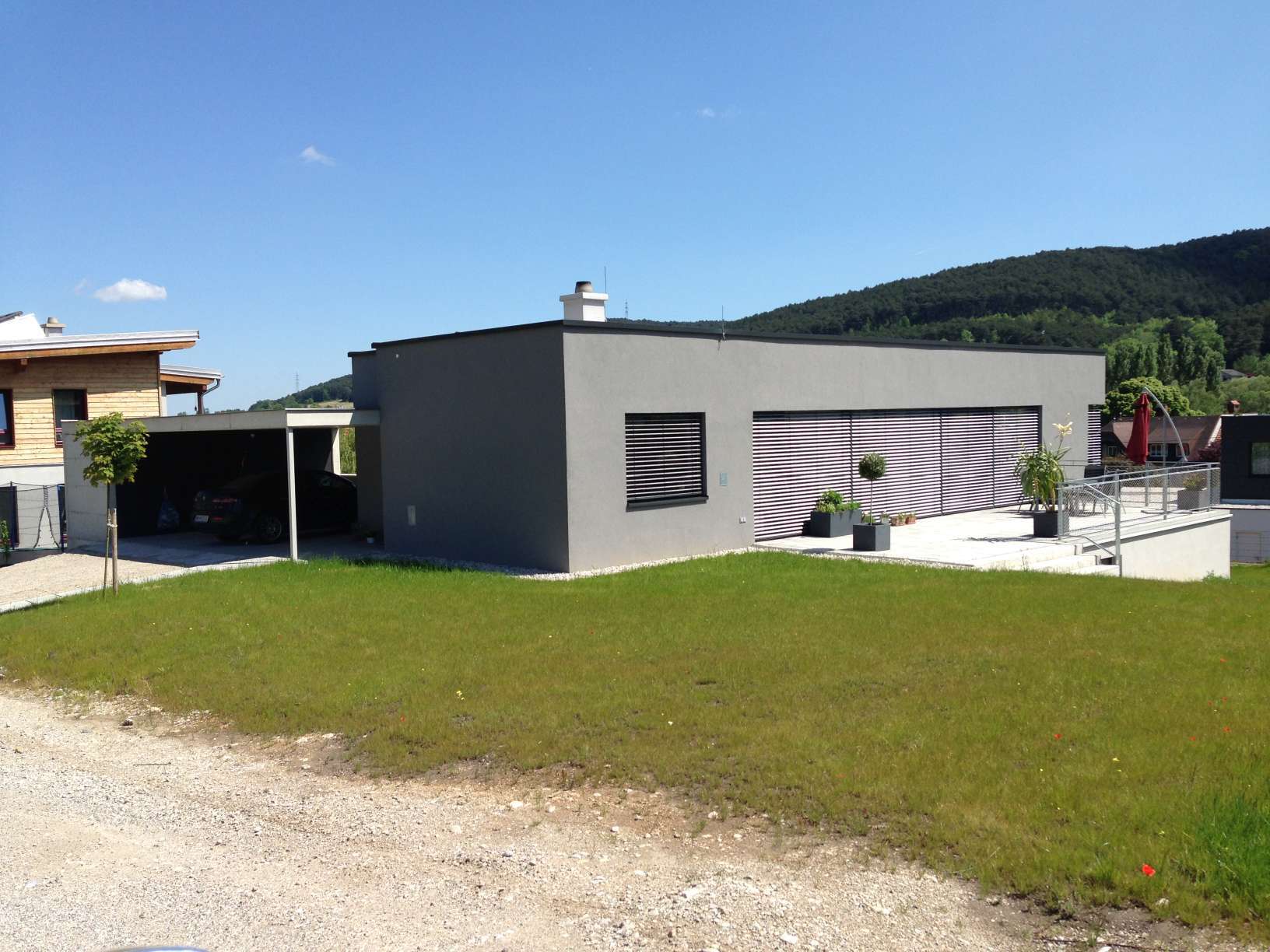 Hausfassade in grau