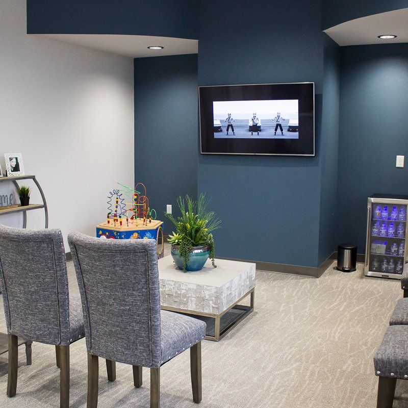 Front waiting room at adult and pediatric dentist in Grain Valley MO