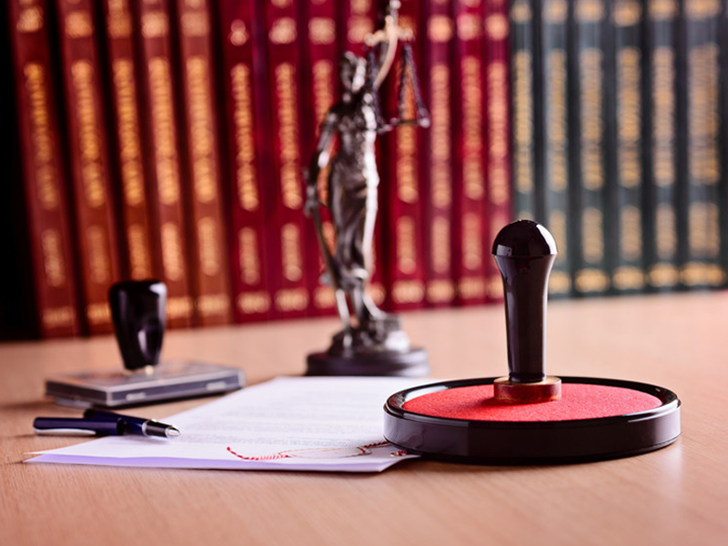 Notary's public working tools. Metal stamper