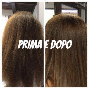 Capelli castani prima e dopo la ricostruzione
