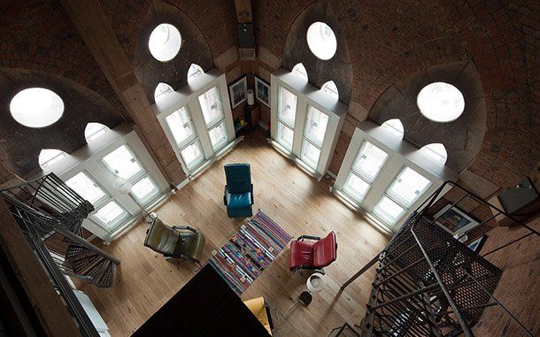The living room from above