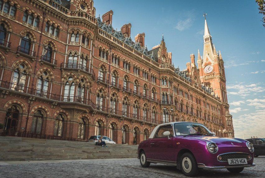 Nissan Figaro outside St Pancras Station
