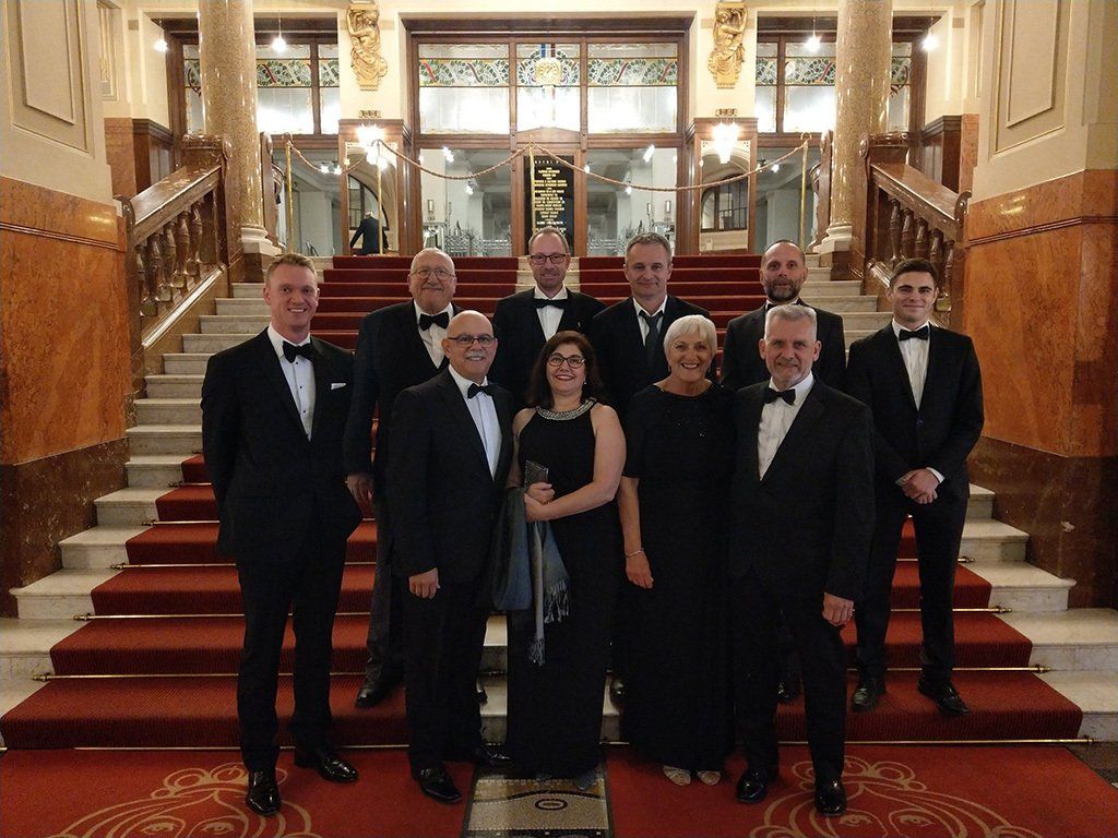 Members of the East Hertfordshire Lodge and the partners and guests assemble before the grand Festive Board at Municipal House