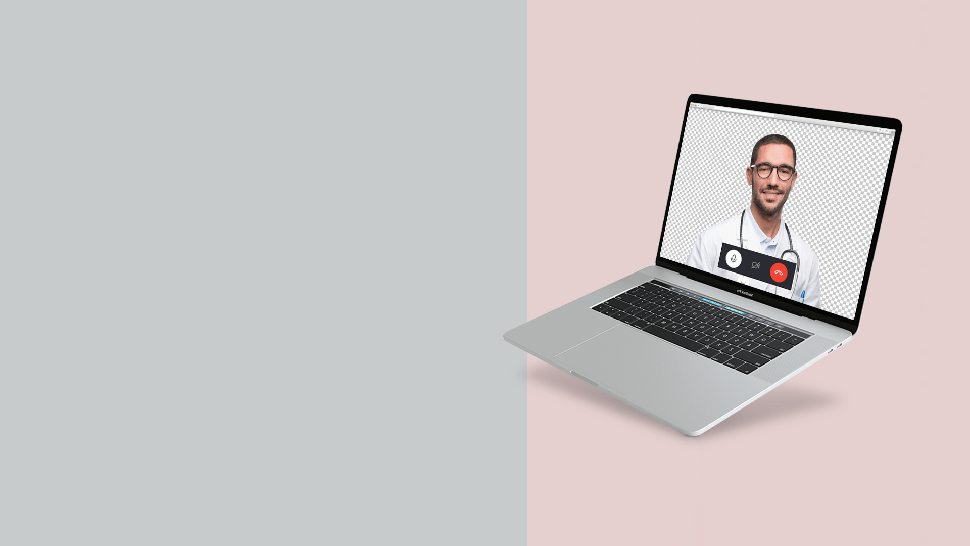 Una computadora portátil con una imagen de un médico en la pantalla.