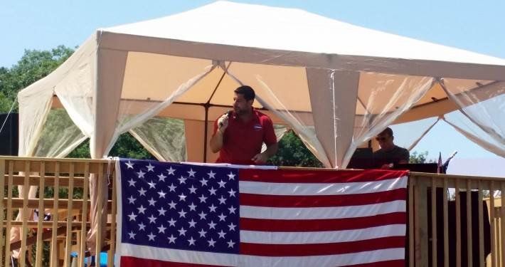 Man Talking on Wooden Platform — Mahopac, NY — Mahopac Marina