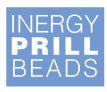 The logo for energy prill beads is blue and white.