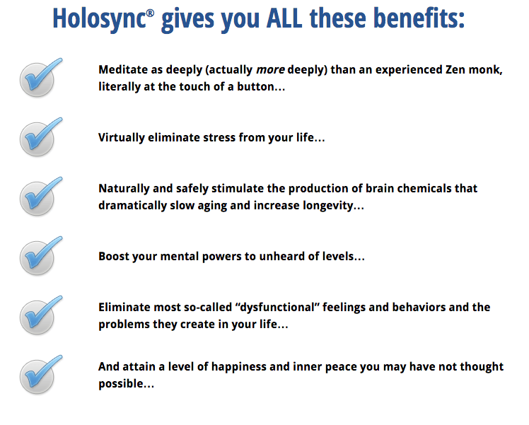 A poster that says holosync gives you all these benefits