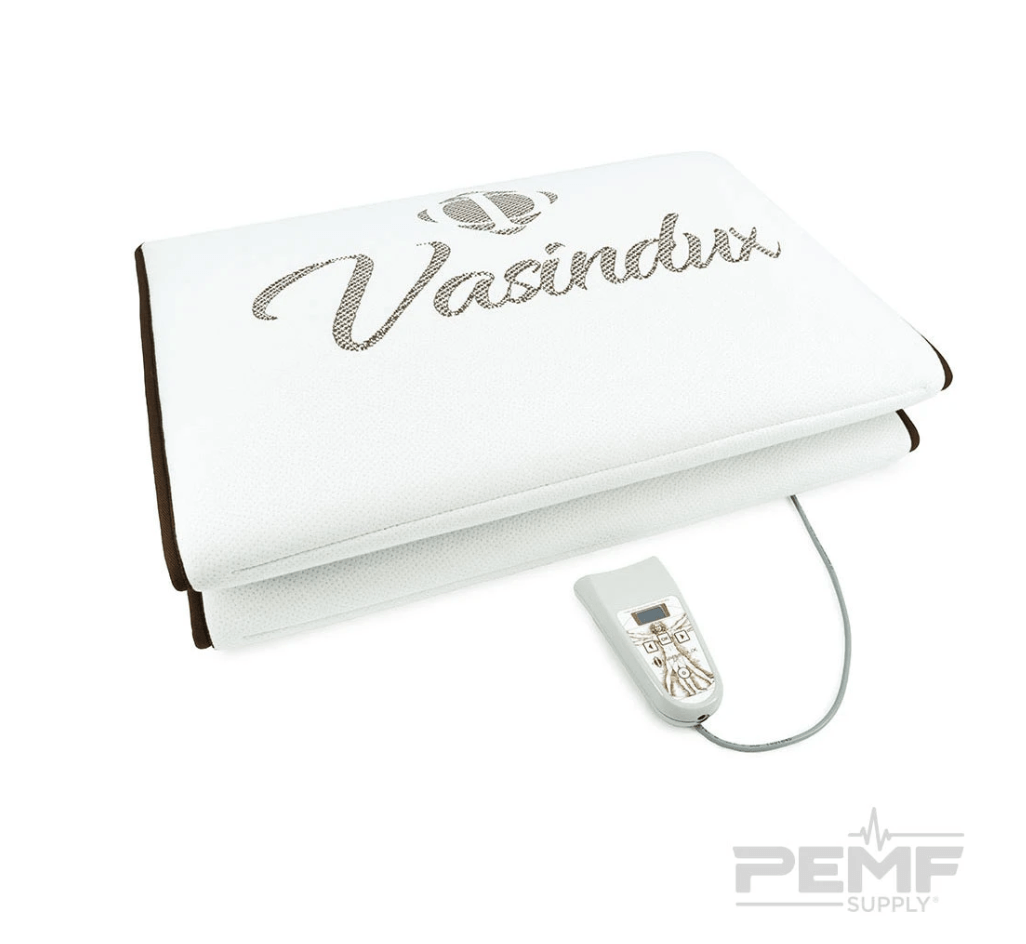 A white towel with vasindux written on it