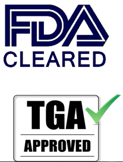 A logo for fda cleared and tga approved