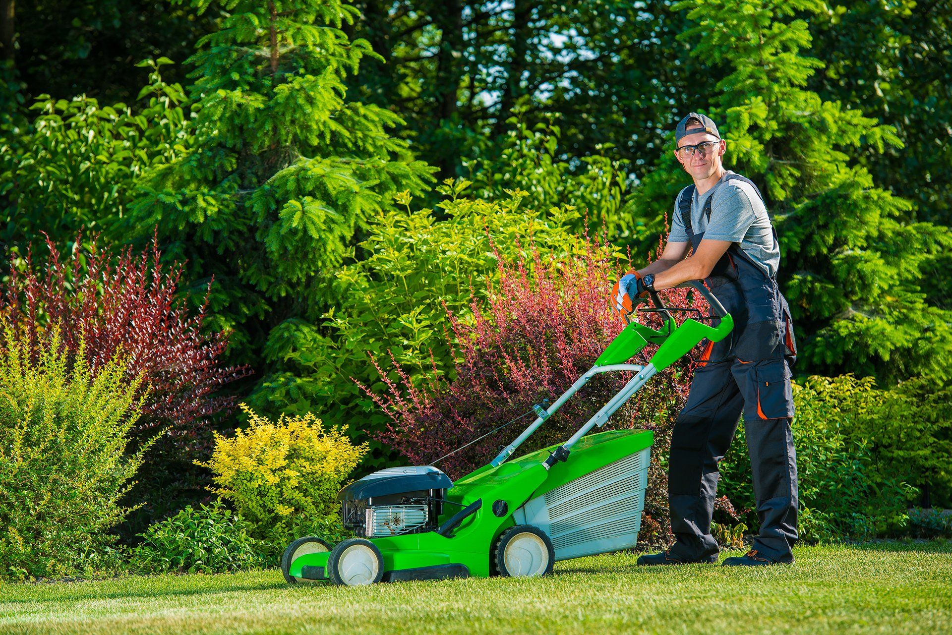 gardener mowing the lawn
