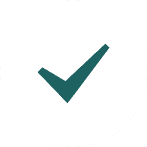 Teal checkmark icon on a white background