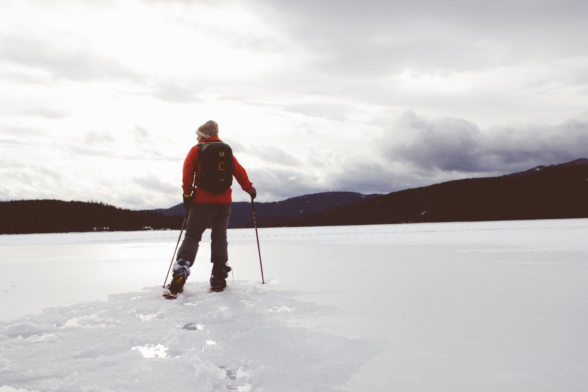 Man in the snow in alaska