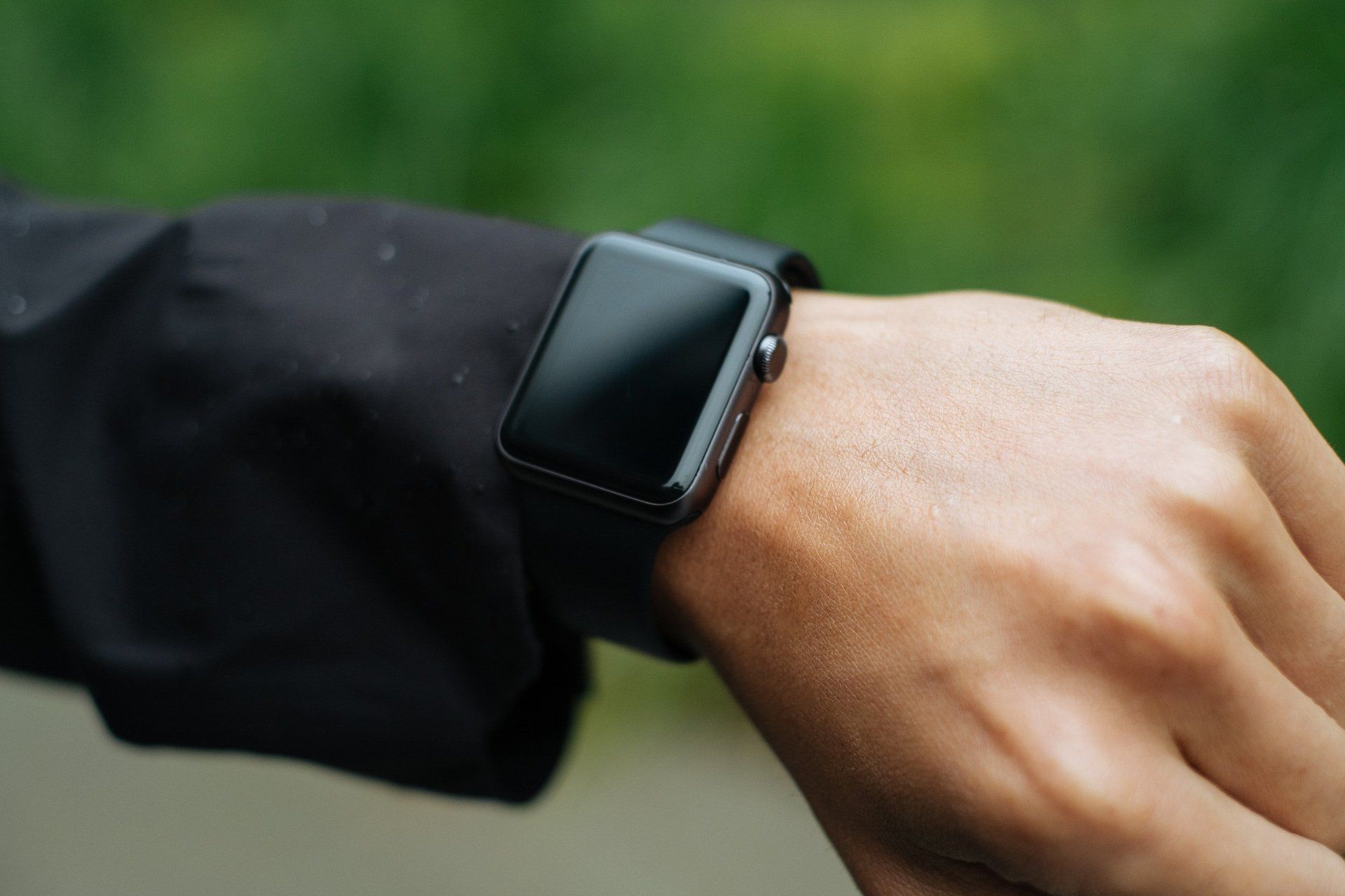A person is wearing a smart watch on their wrist.