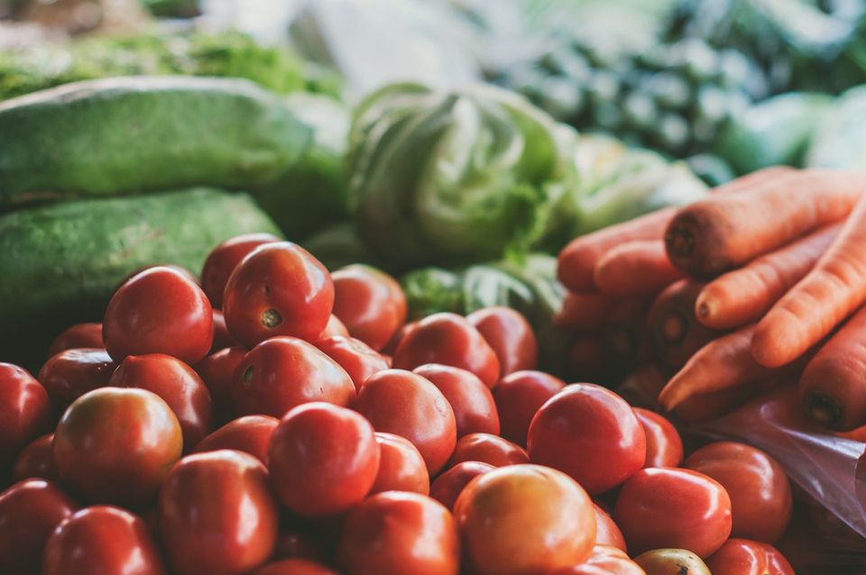 Tomatoes, carrots and squash