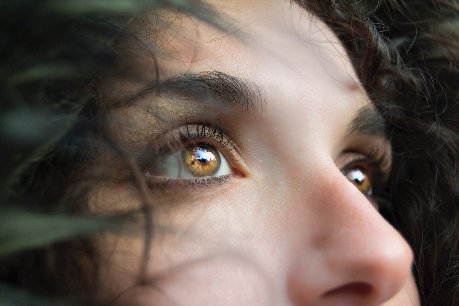 Close up of woman's face, centered on her eyes