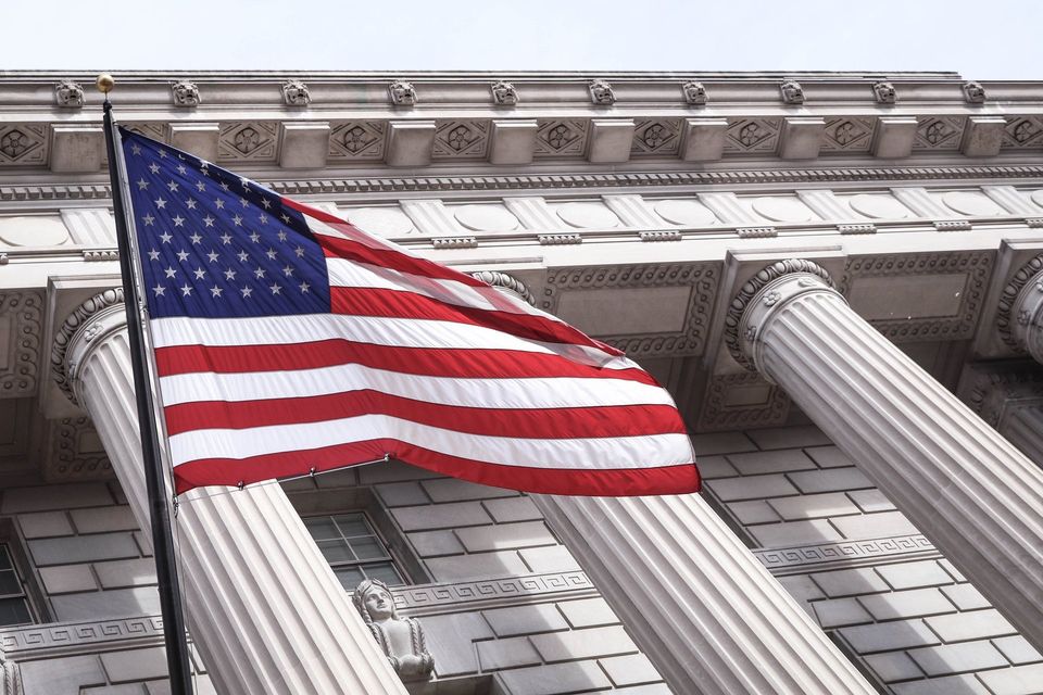 American Flag in Front of White House