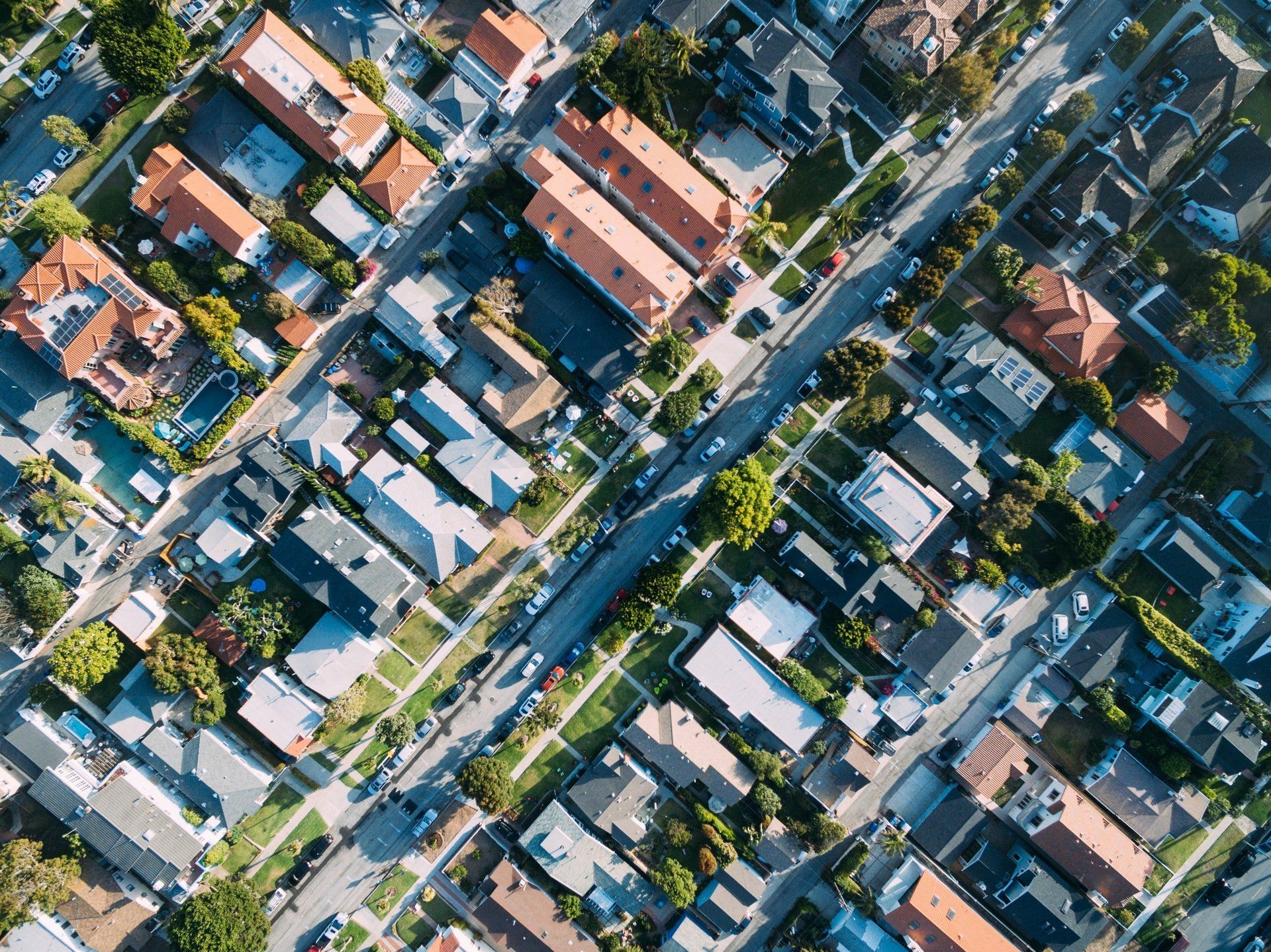 Aerial view of neighborhood