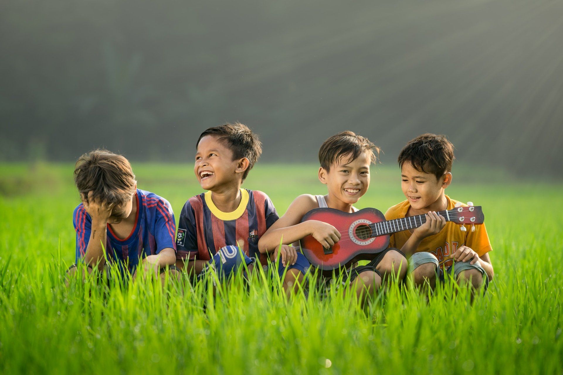 A group of four kids