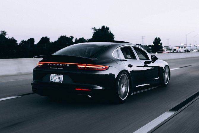 Beautiful car with a shiny black paint job