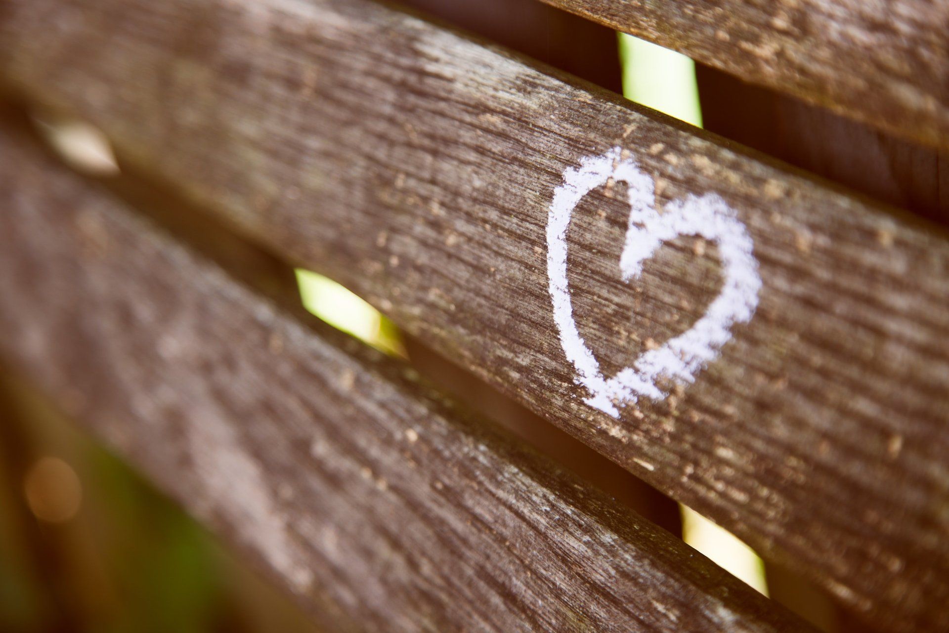 Bench with heart drawn in chalk