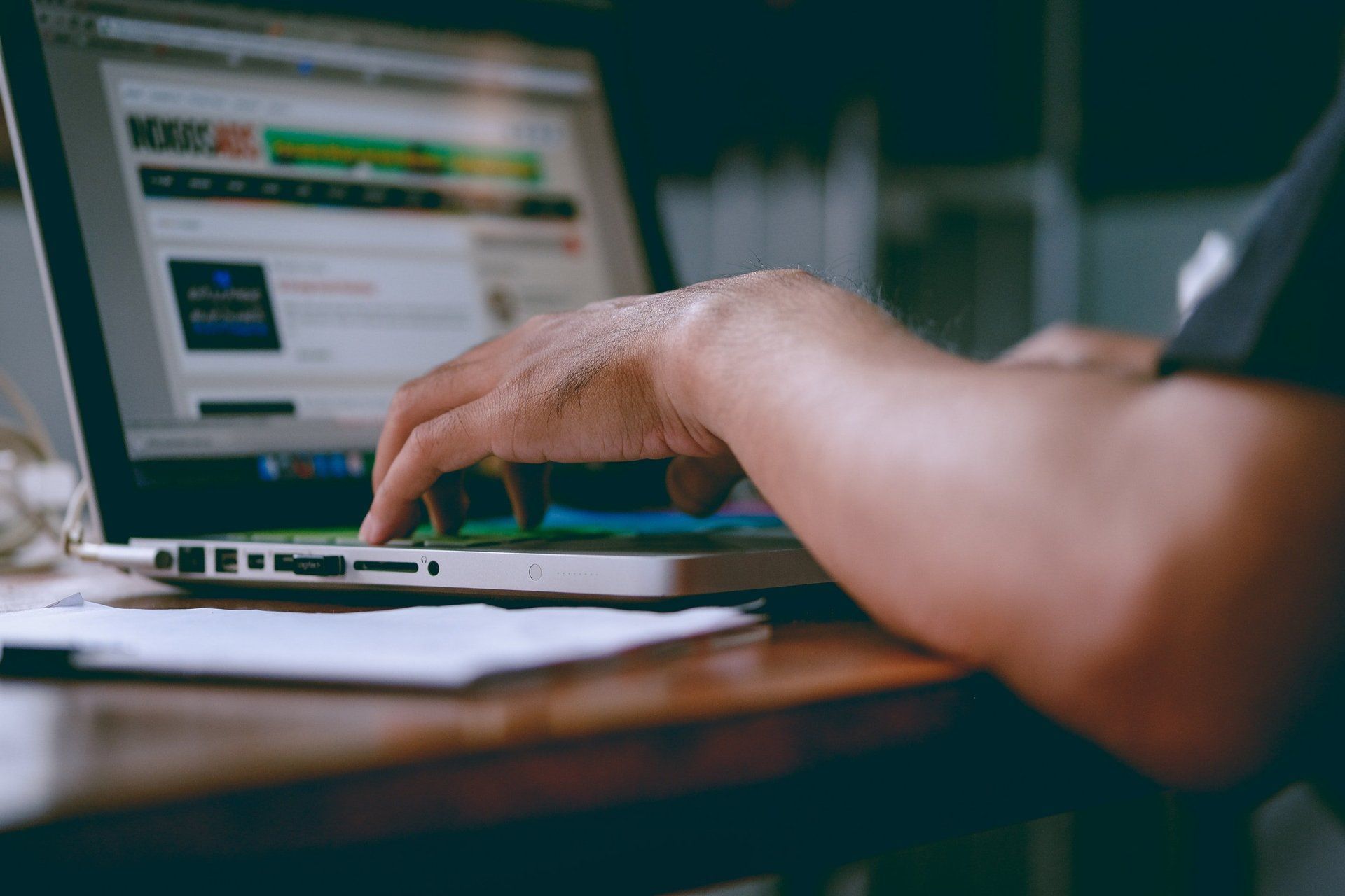 Person typing on computer