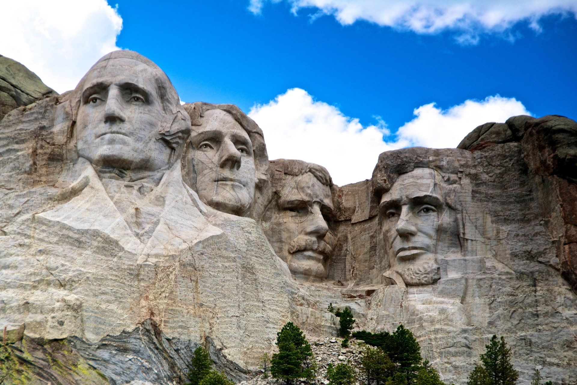 The four presidents of the united states are carved into the side of a mountain.