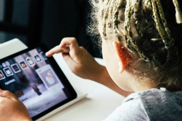Young child on a tablet computer