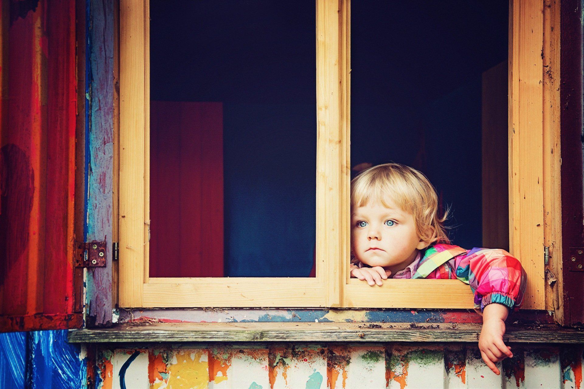 child at window
