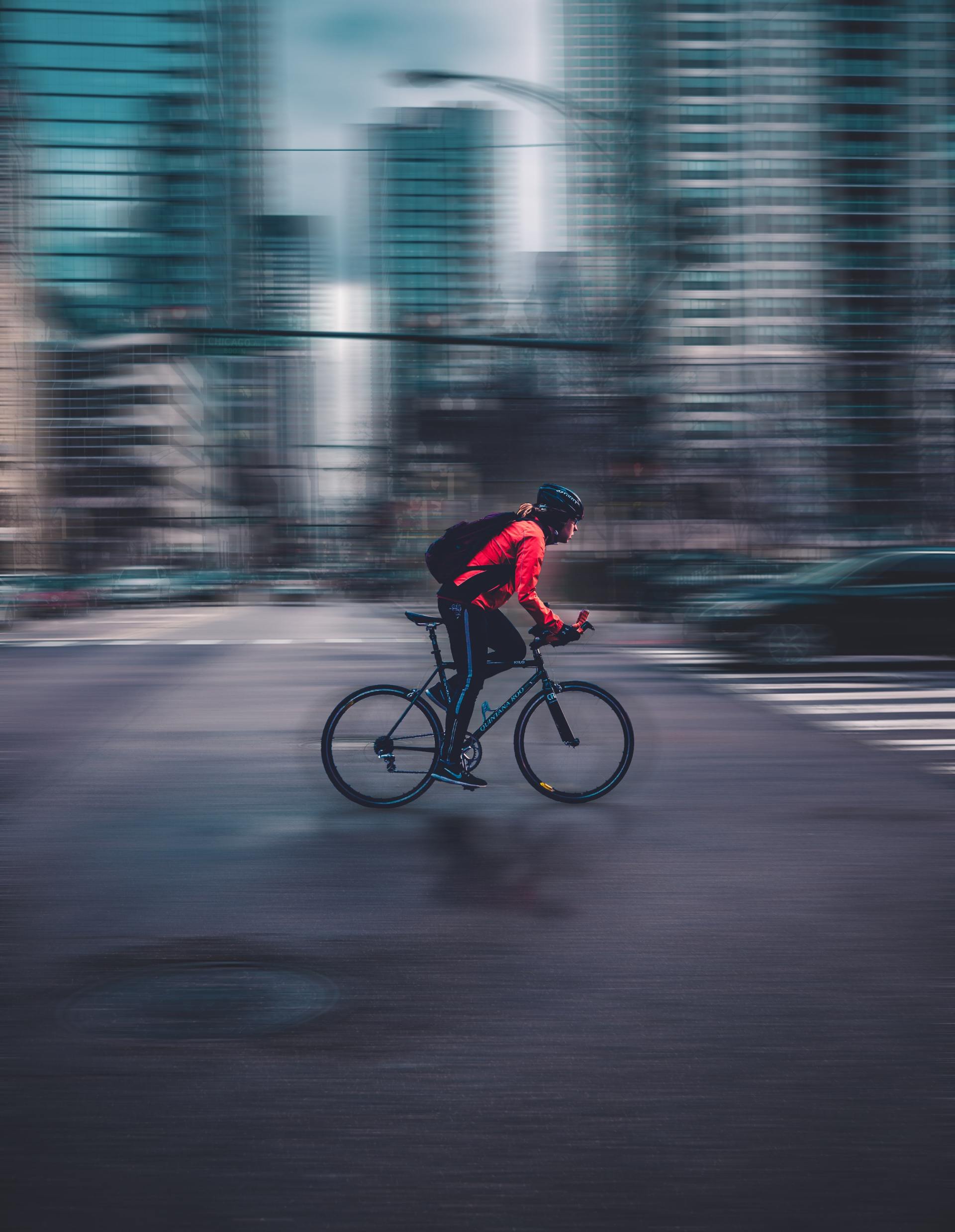 biking through the city