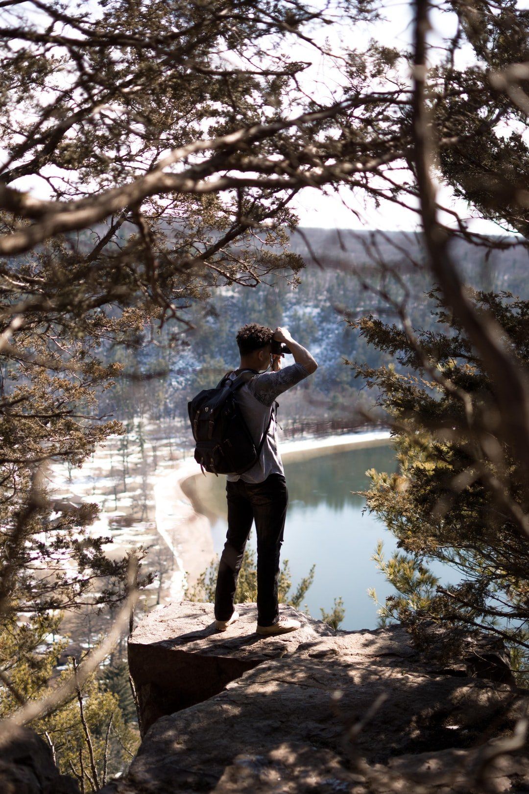 A hiker on the trail in a Wisconsin forest