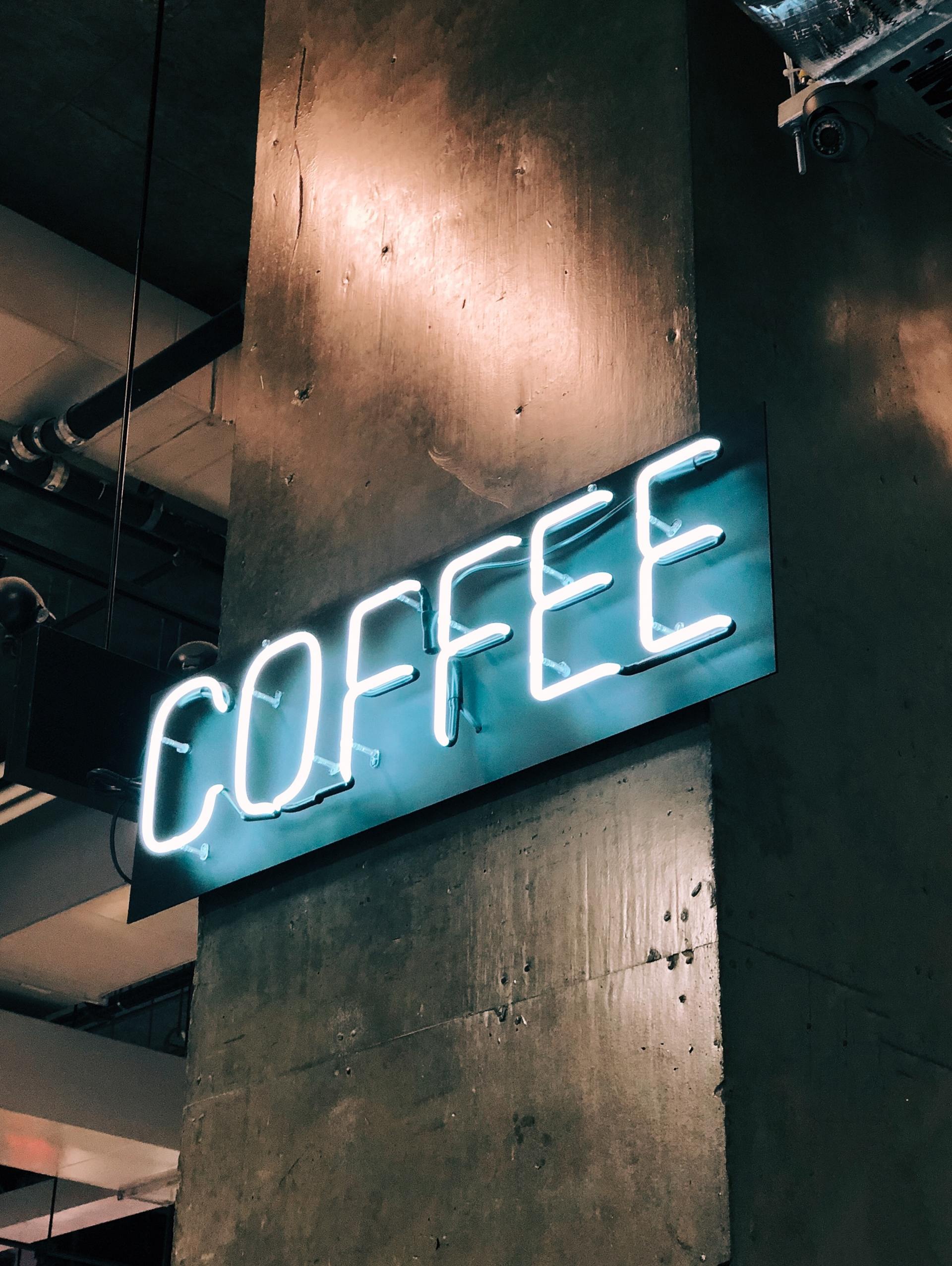 coffee shop neon sign