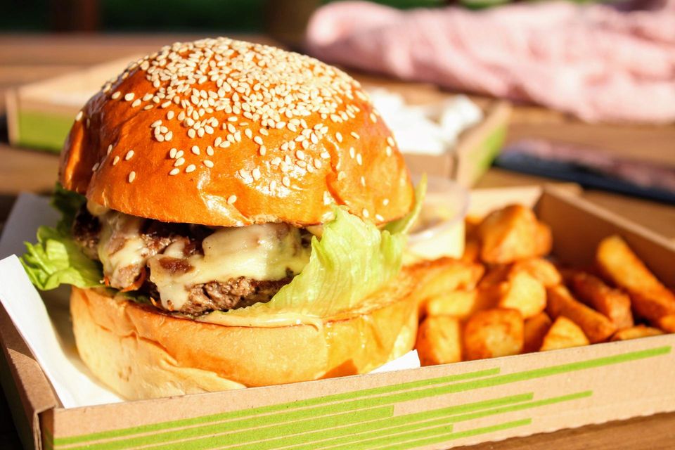 A Hamburger and Tater Tots