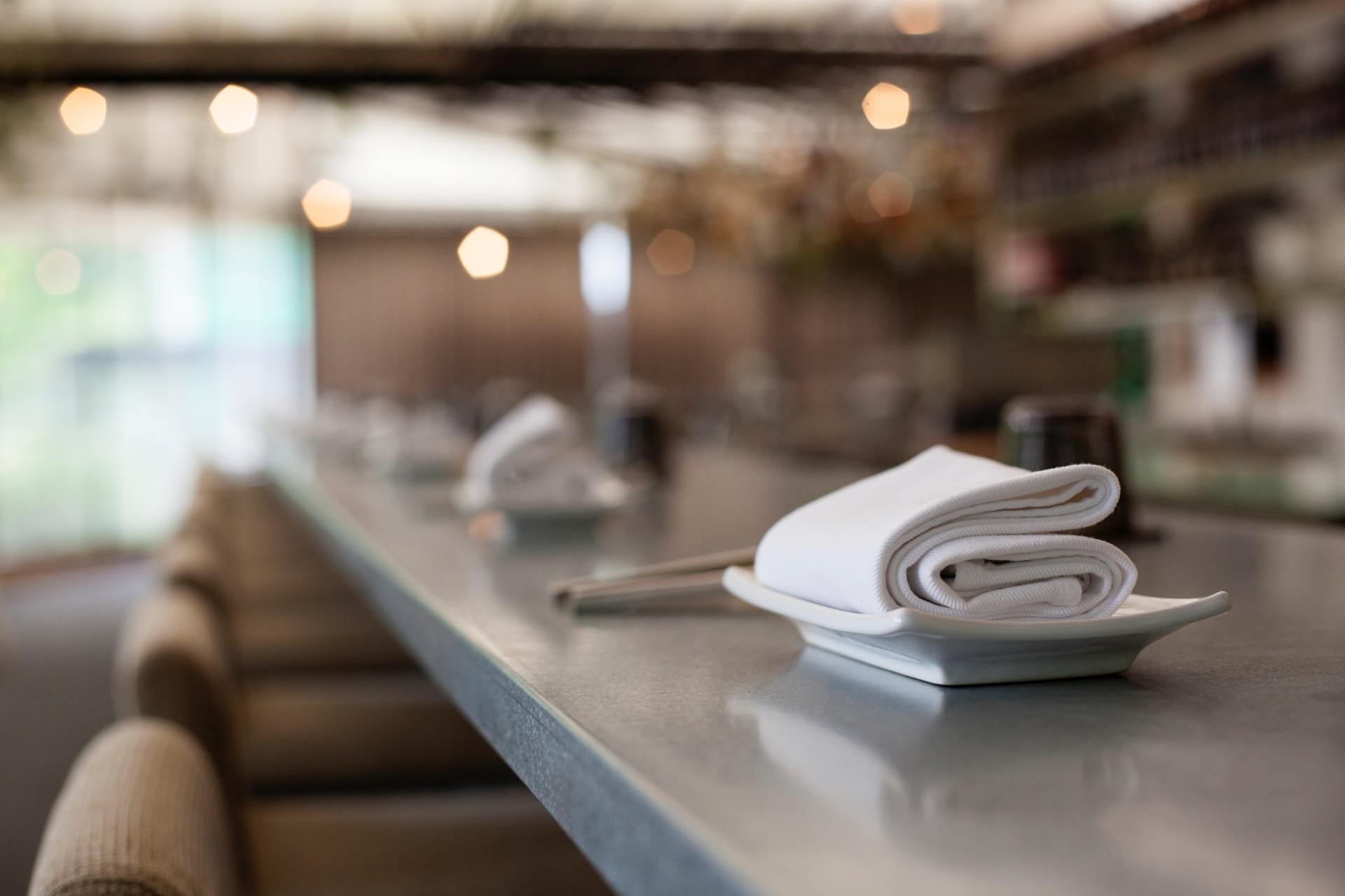 napkins on bar at restaurant