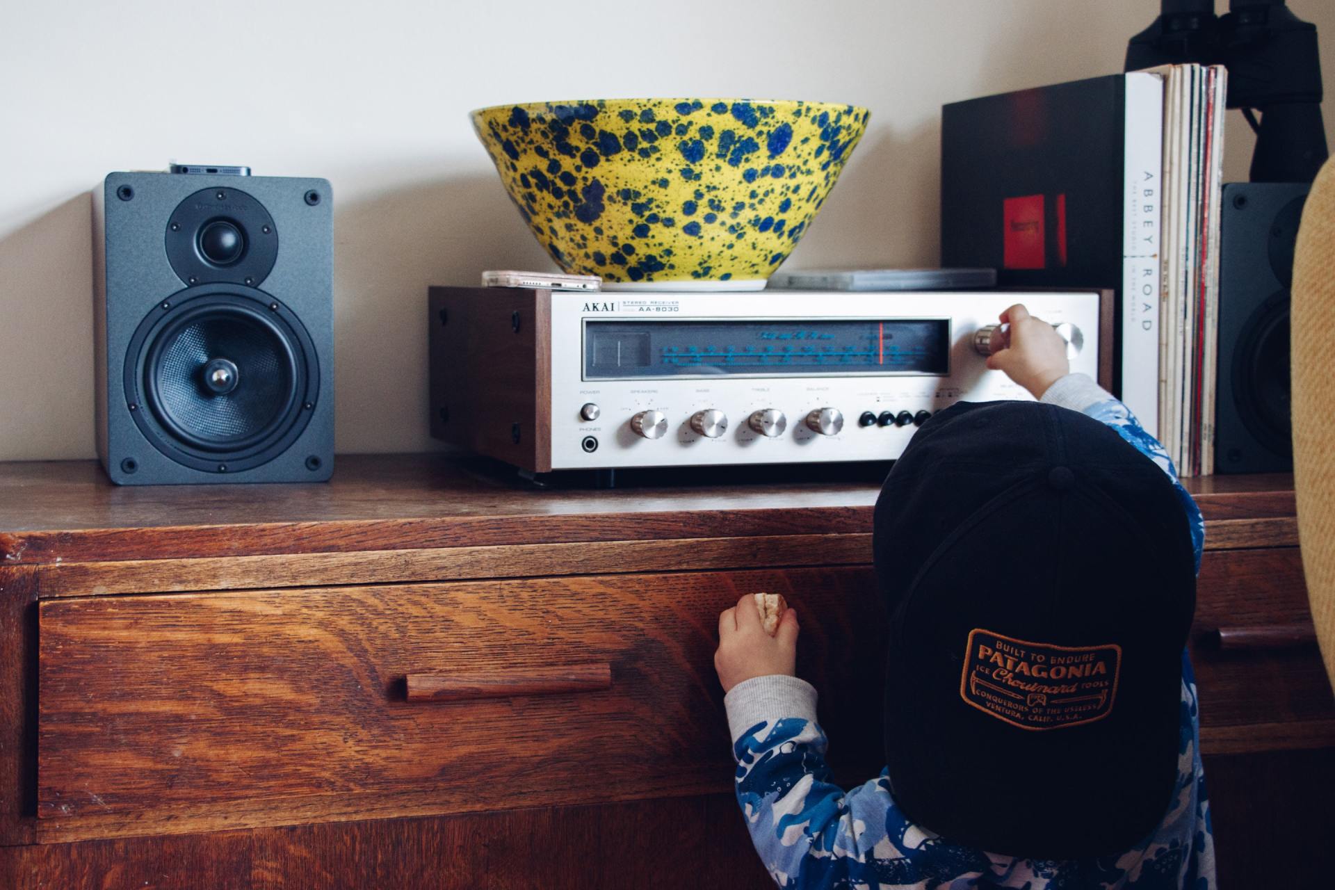 Child at a radio tuner