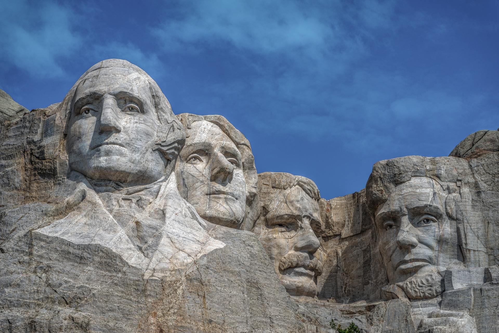 The four presidents of the united states are carved into a mountain.