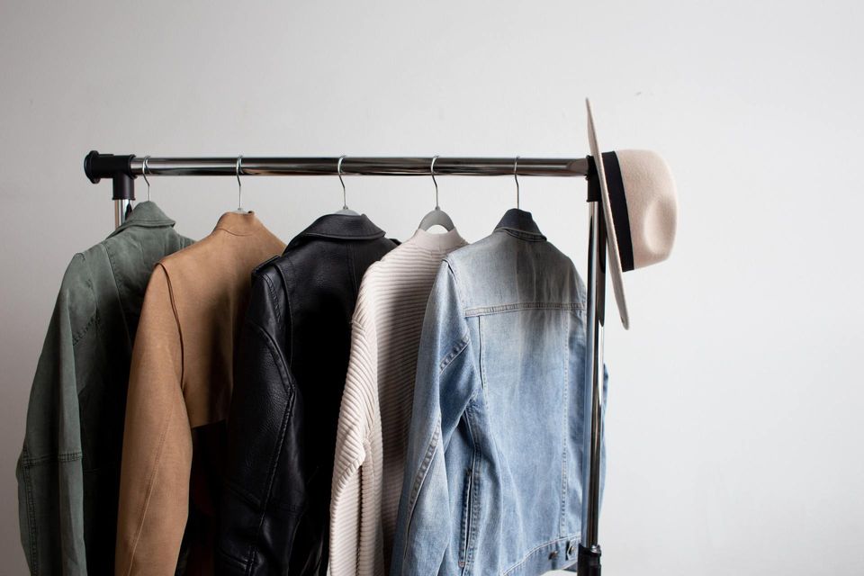 clothes on a rack