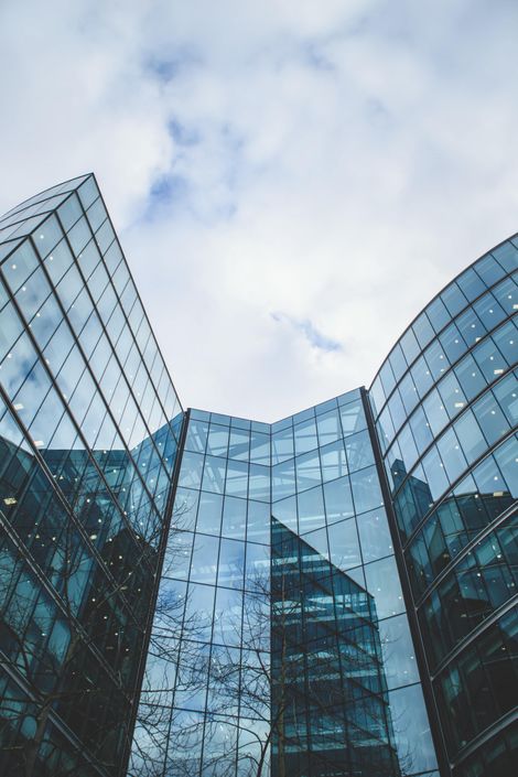 building with glass windows and glass wall