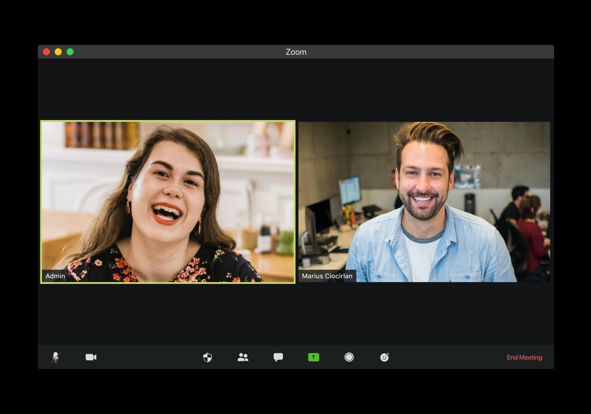 A man and a woman are having a video call on a computer screen.