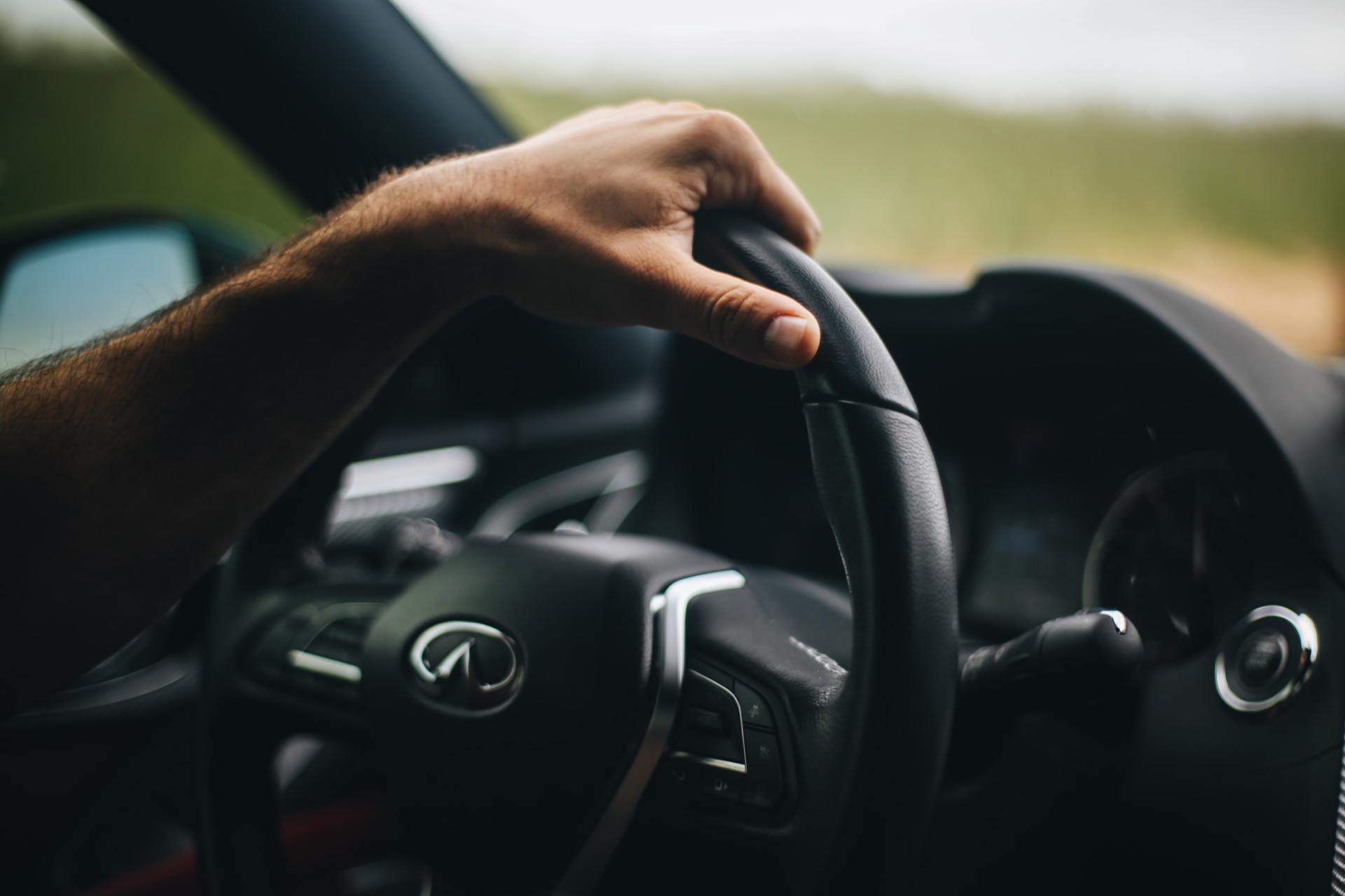 Person driving a car.