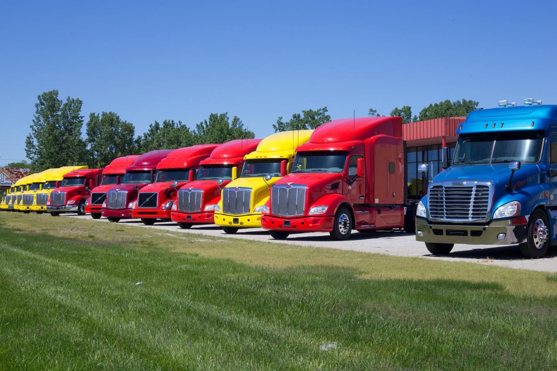 Parked semi trucks